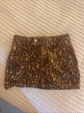 Divided Leopard Print Mini Skirt - Brown and Black